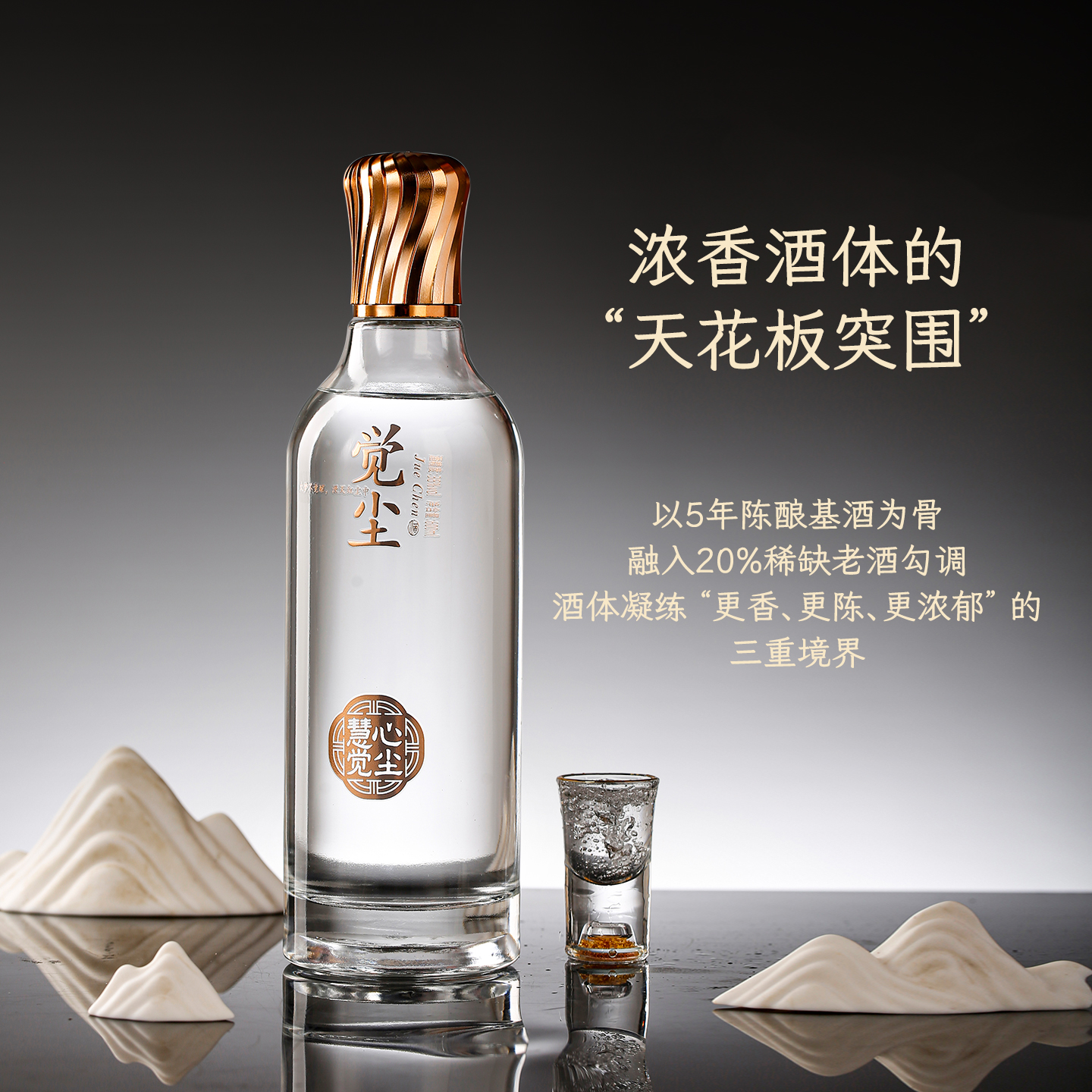 觉尘酒 浓香型白酒38度礼盒装商务宴请送礼600ml/瓶38度600ml