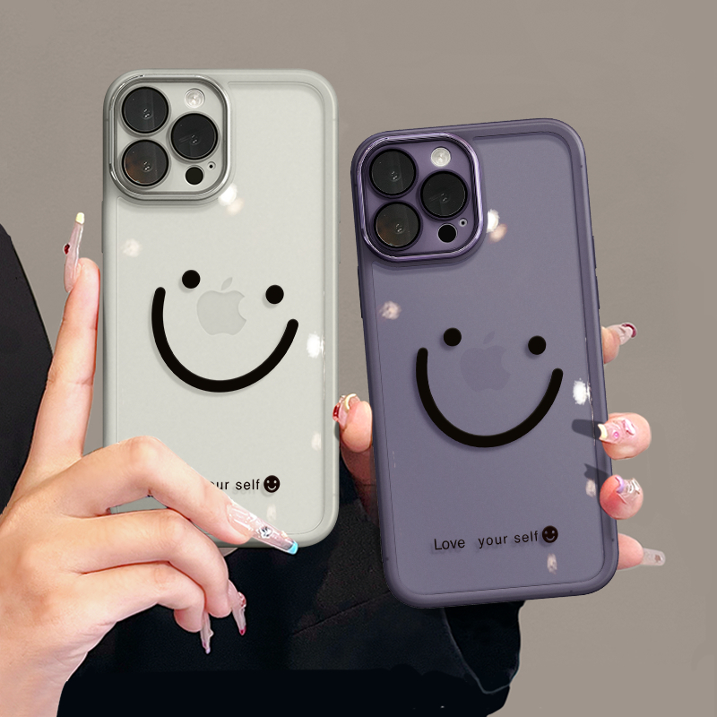 笑脸适用苹果17pro手机壳16pm金属镜框vivo华为p70荣耀oppo小米15