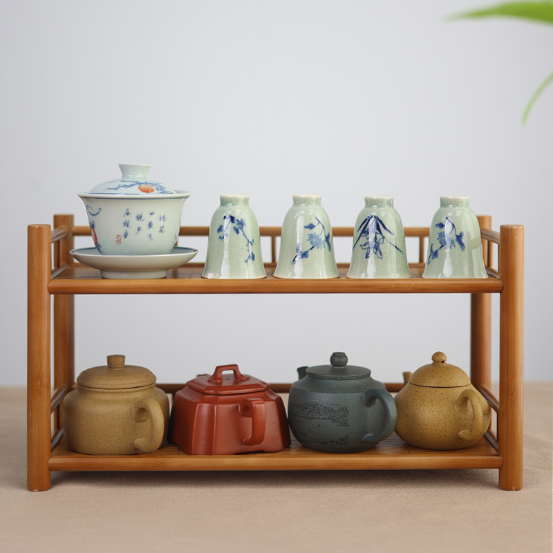 【竹影·雅集专属】落苏置物楠竹茶架茶杯架家用博古架茶具新中式