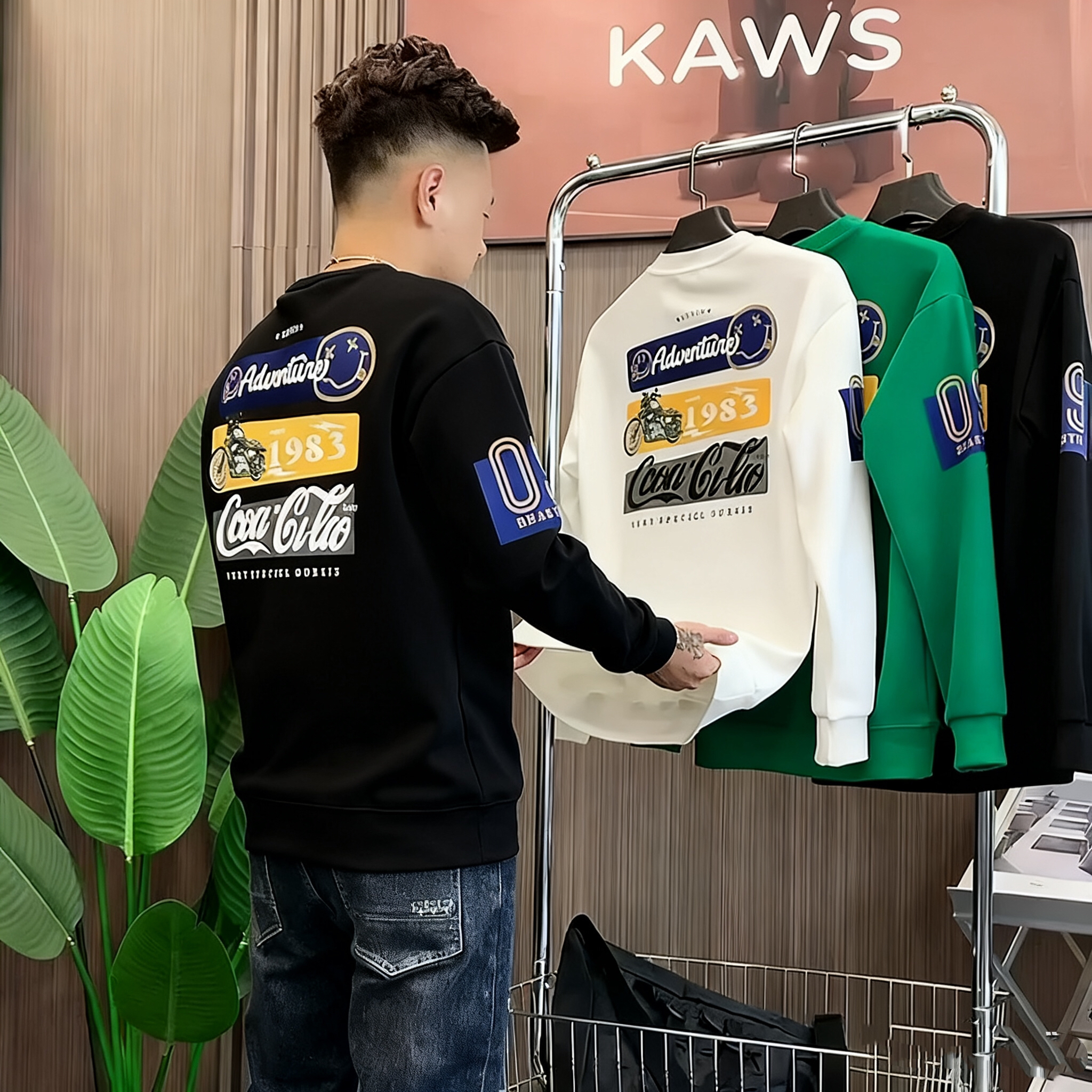 秋冬新款时尚潮牌男士个性休闲卫衣韩版显瘦圆领长袖百搭打底衫潮