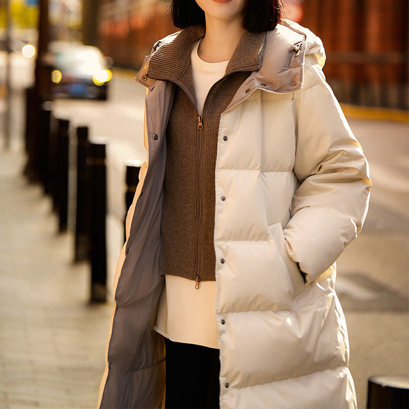 大朵绒|雪见 95白鹅绒羽绒服假两件中长款连帽鹅绒服女装新款冬季