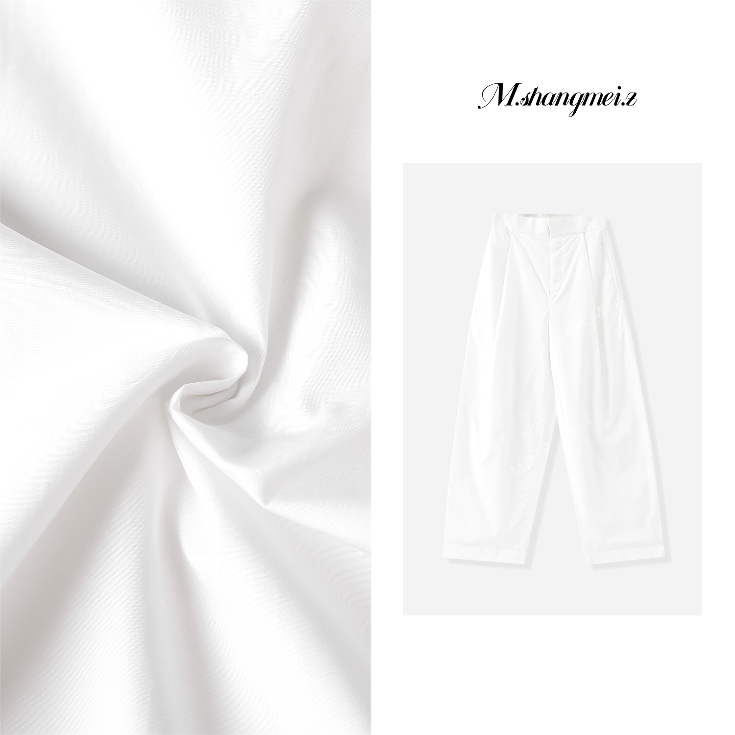 M.SHANGMEI.Z/沐熙【月光垂阔裤】美大哥柔和干净高腰休闲裤X072765
