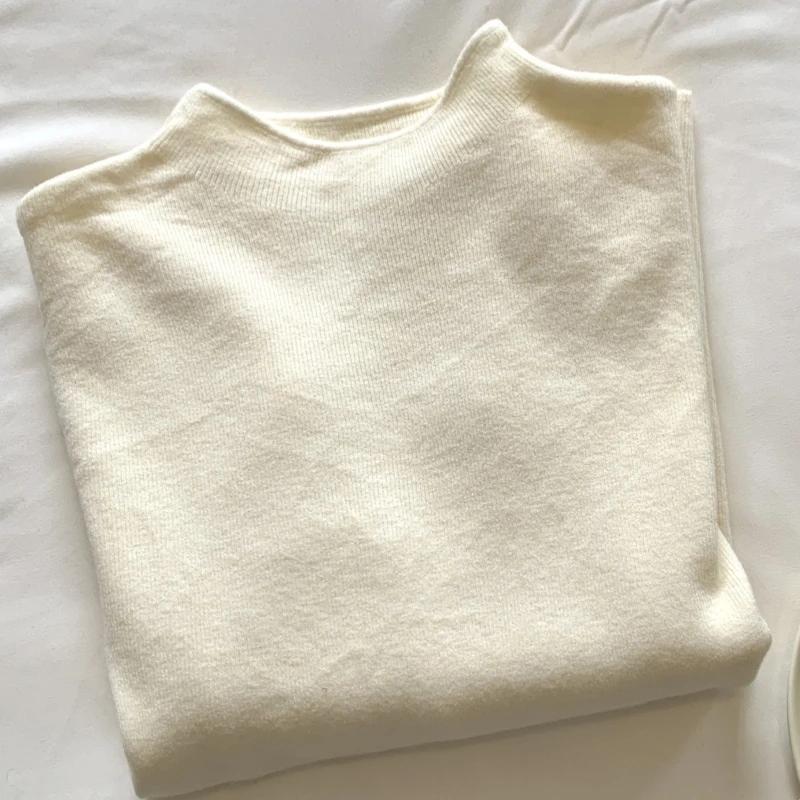 奶呼呼软糯时尚针织打底衫修身保暖白色毛衣内搭秋冬新款百搭上衣