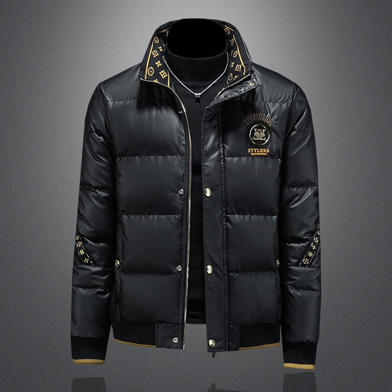 欧洲站高端潮流立领加厚白鸭绒男士羽绒服冬季2025新款保暖外套男