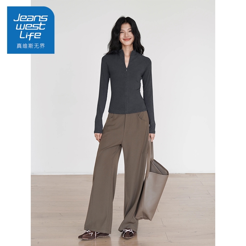 真维斯无界2025新款薄绒打底衫女装秋冬修身时尚洋气禅意内搭上衣