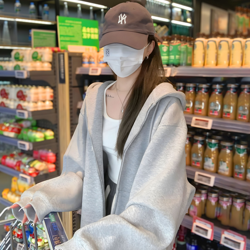 加肥加大码300斤连帽卫衣秋季外套春秋款2025新款宽松开衫帽衫ins