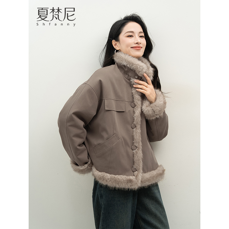 夏梵尼椰奶雪绒2025冬季新款毛毛保暖外套加绒加厚百搭小个子外衣