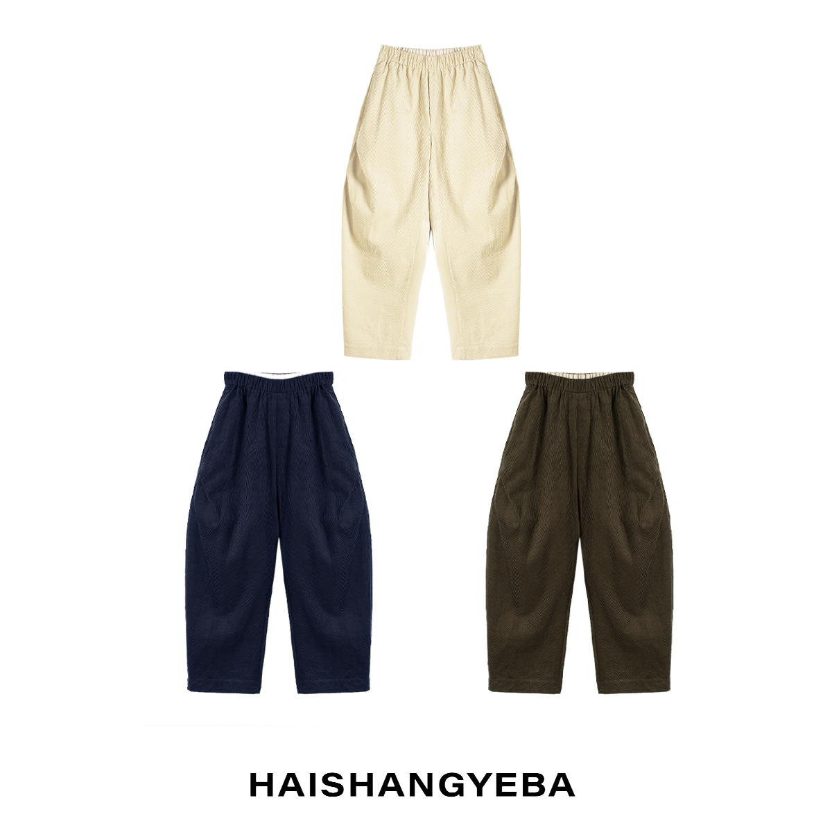 【海上叶爸】新款2025秋冬百搭棉松紧腰宽松厚款休闲灯芯绒裤