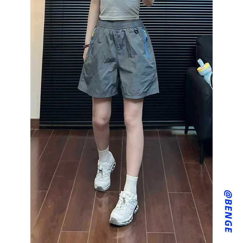 跑步健身运动四分短裤女夏季外穿速干中裤子宽松休闲沙滩六五分裤