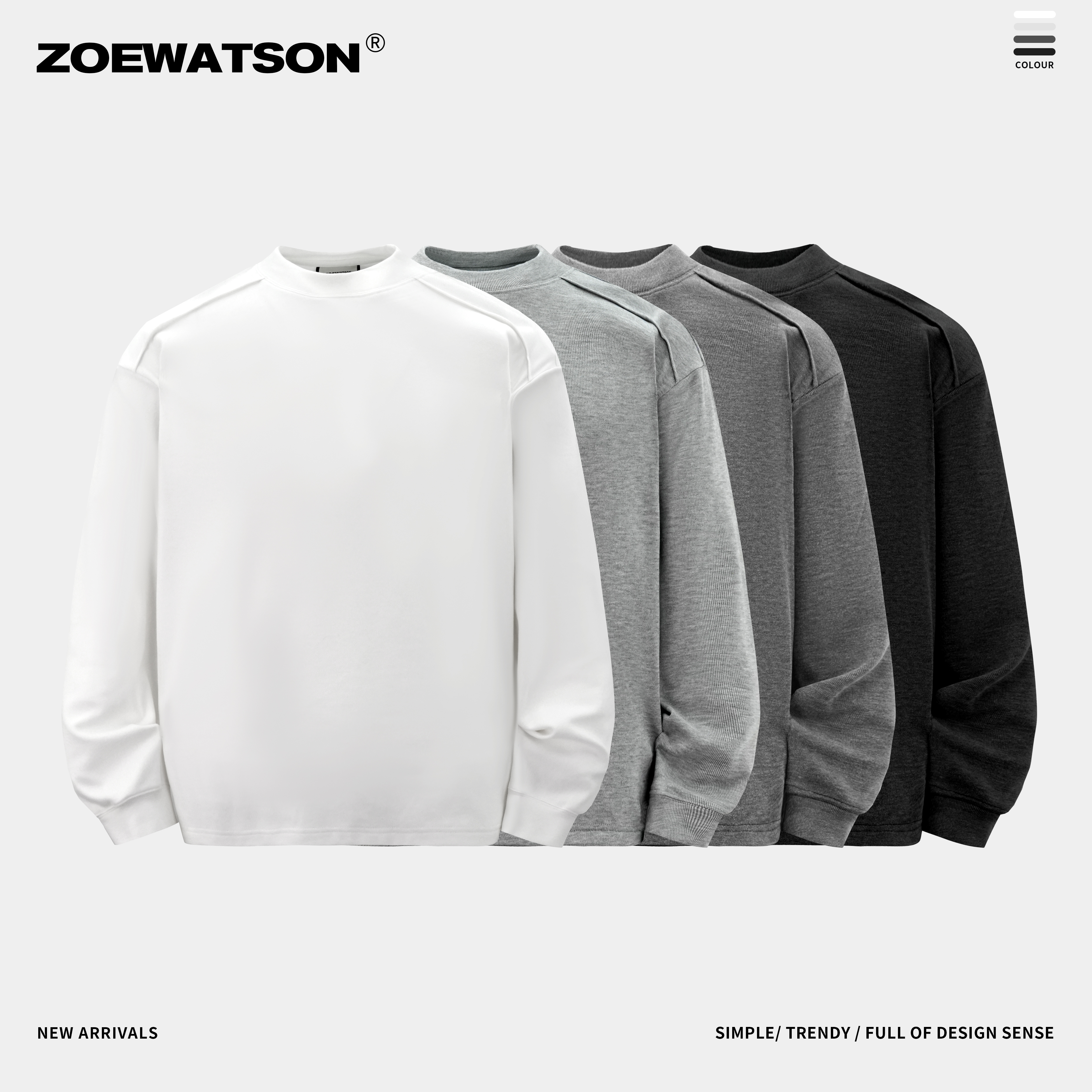 【ZOEWATSON】双面绒打底卫衣加绒长袖情侣亲肤柔软上衣男Z6002