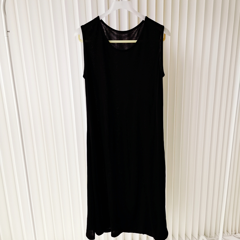 100%桑蚕丝纯色中长款连衣裙无袖女装睡裙显瘦女士背心裙时尚气质