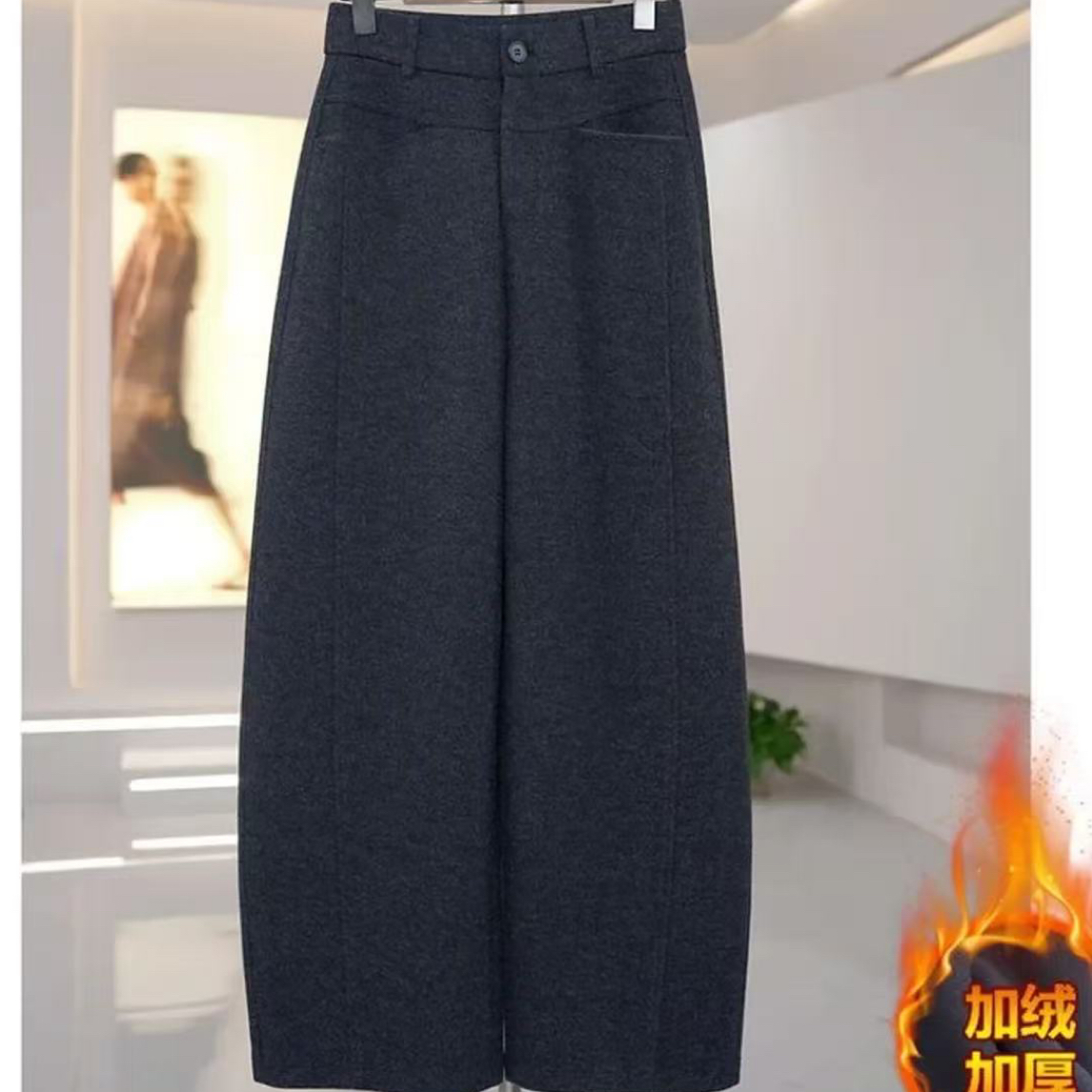 【品牌专柜】冬款羊绒蚕丝弯刀裤显瘦百搭新款气质裤子时尚休闲裤