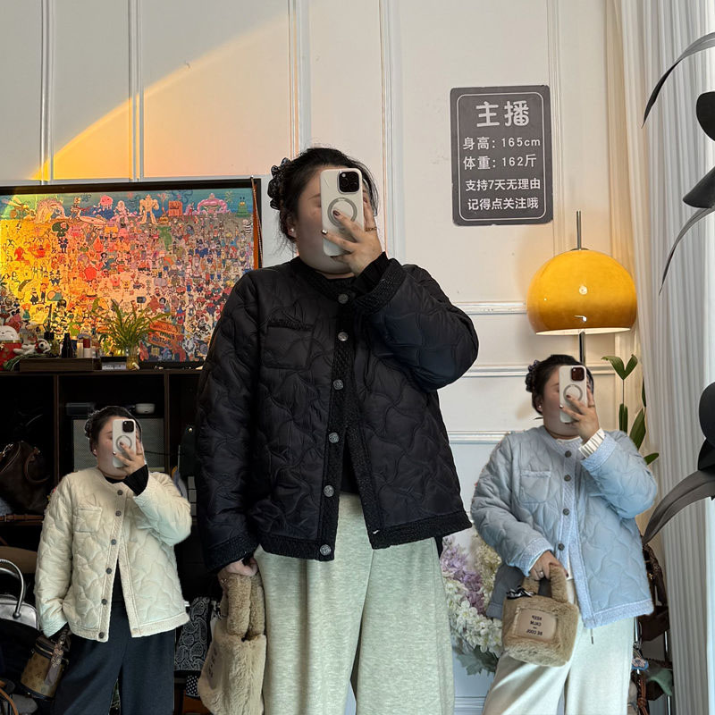 YZJ【白富美千金】气质小香风正肩大码加厚保暖长袖百搭棉服外套女