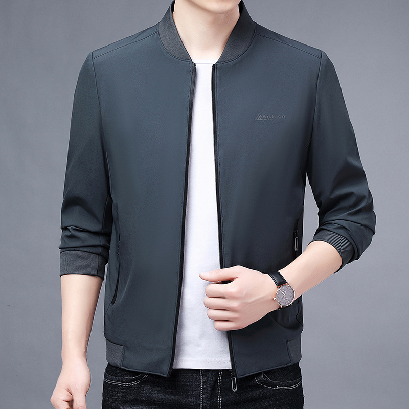 常规款跨境时尚高级感夹克男春秋薄款休闲夹克男中年潮款商务外套