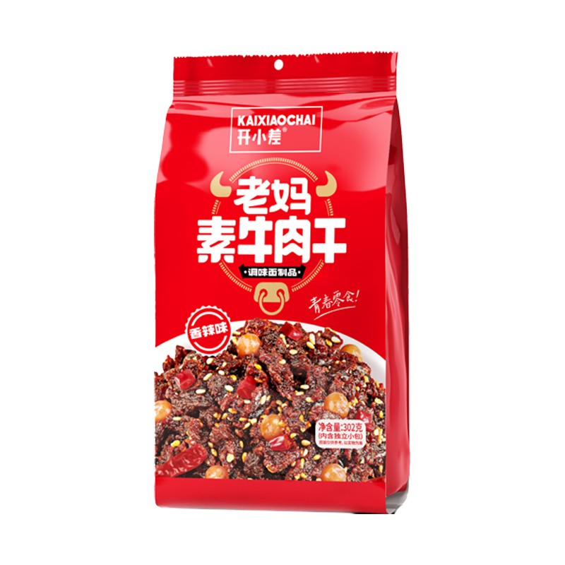 开小差302g素牛肉干香辣网红休闲童年小零食独立包装食品麻辣素肉