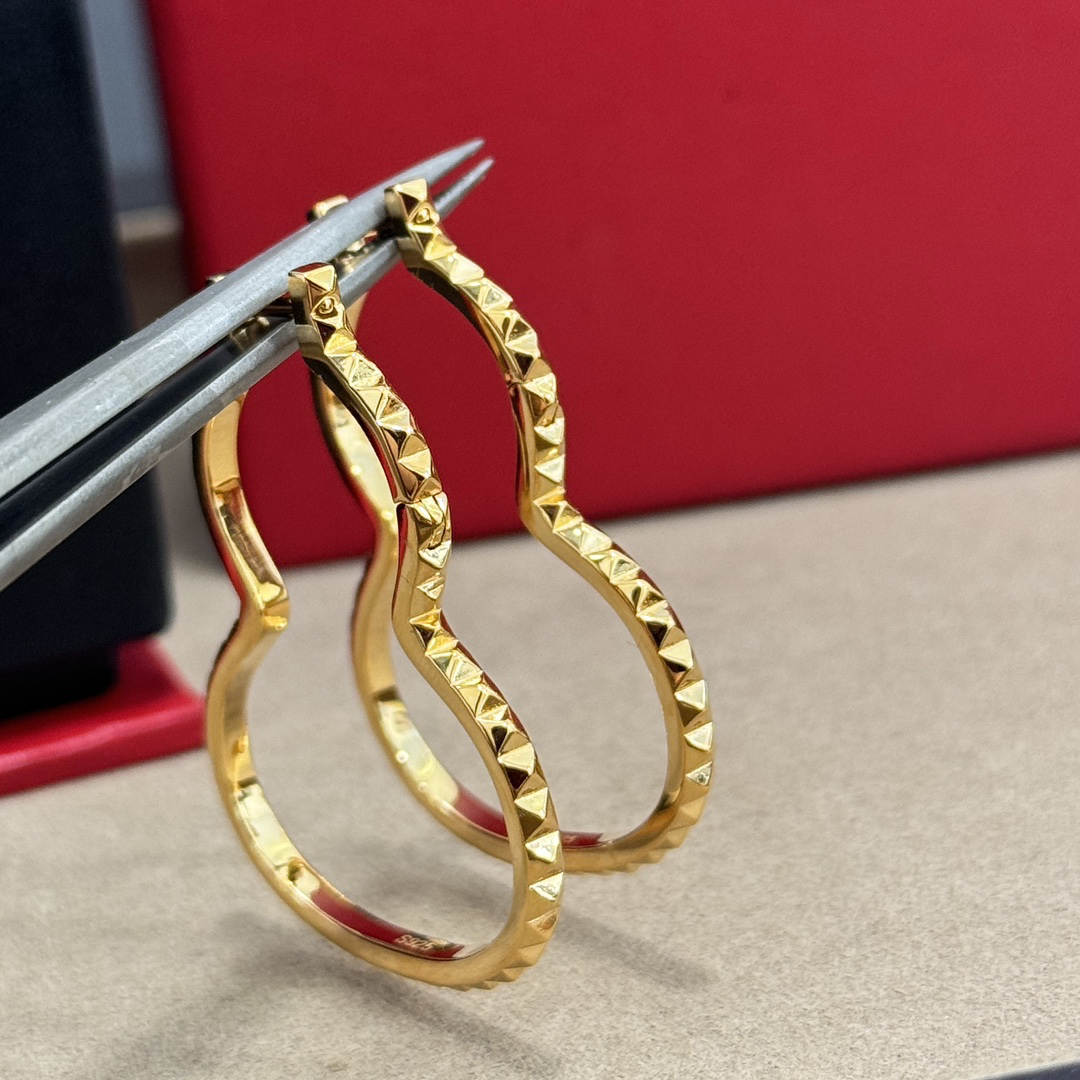 925银耳饰 明星同款高版本金色葫芦耳扣耳环气质时尚个性简约