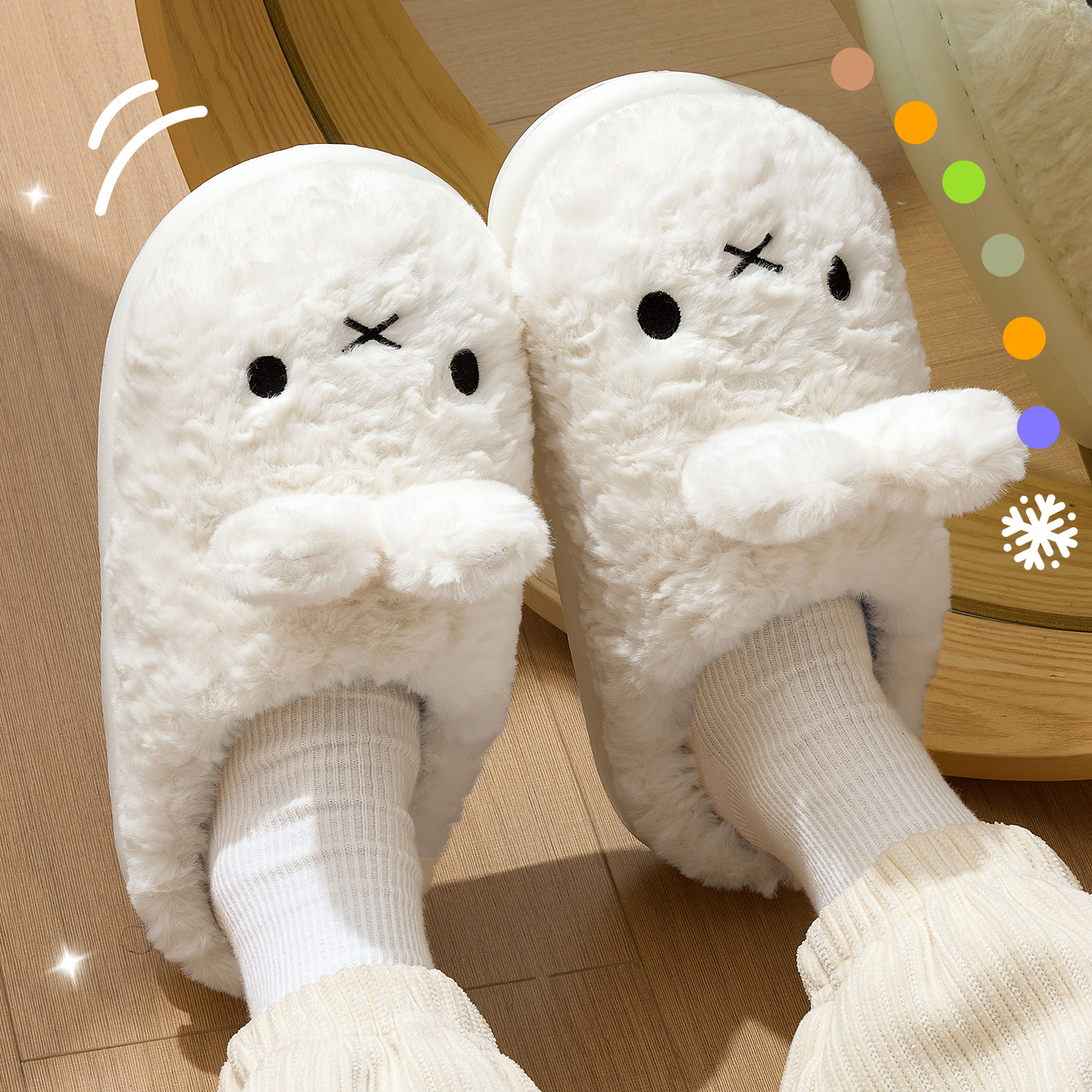 红豆可爱米菲兔棉拖鞋女款秋冬季2025新款厚底居家防滑保暖棉拖女