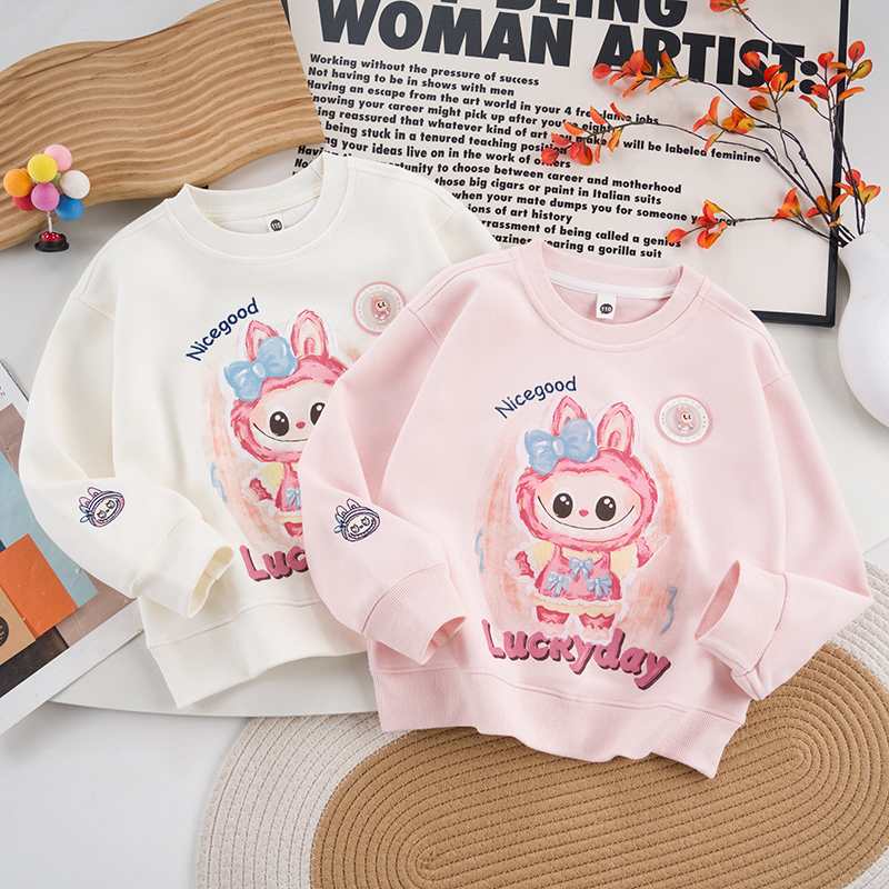 女童春秋卫衣2025秋季新款中大童秋装拉布布卡通亮灯洋气上衣长袖