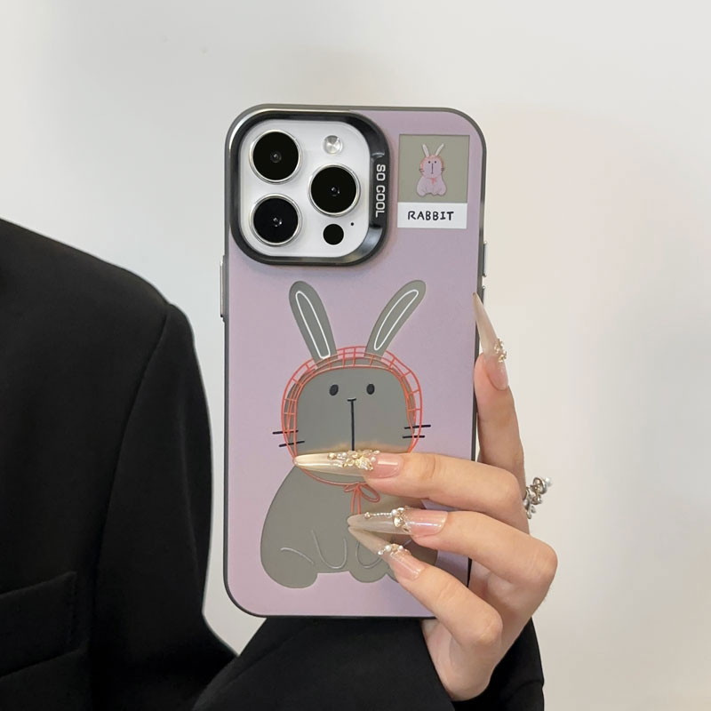 ins适用苹果17PRO镂空兔子手机壳16PROMAX高档华为P70便携手绳