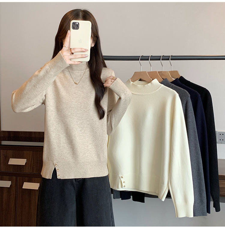 2025秋冬新款立领加厚韩版半高领毛衣内搭设计款显瘦时尚洋气毛衣