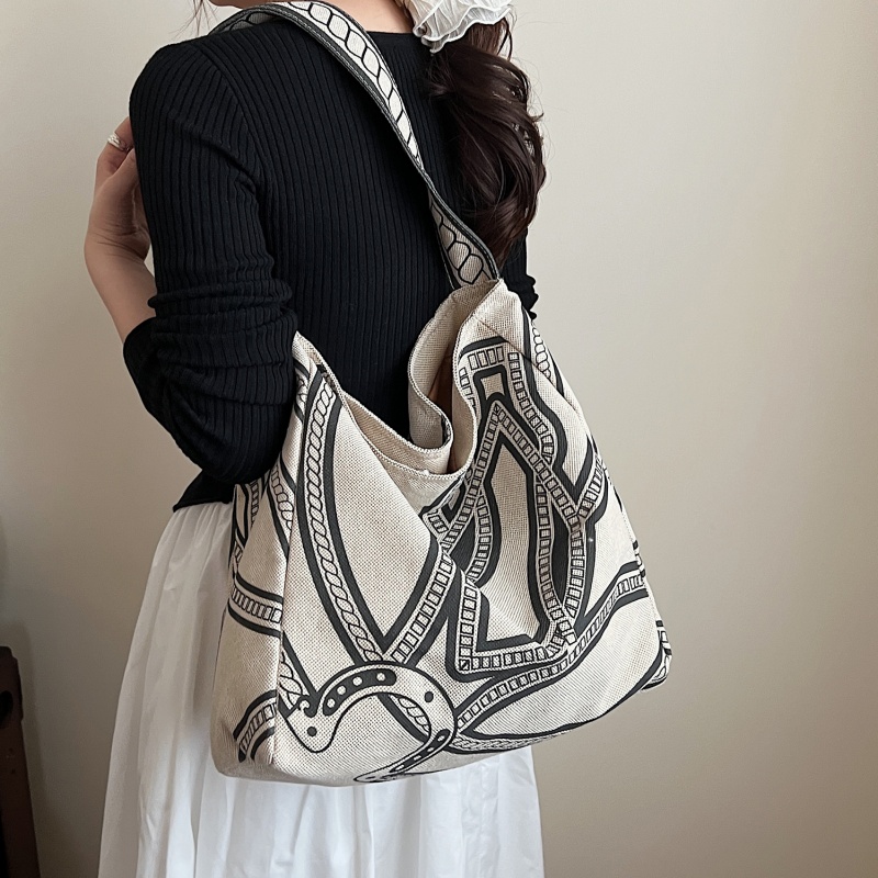 小众帆布包包女2025新款大容量单肩腋下包百搭休闲上课通勤托特包