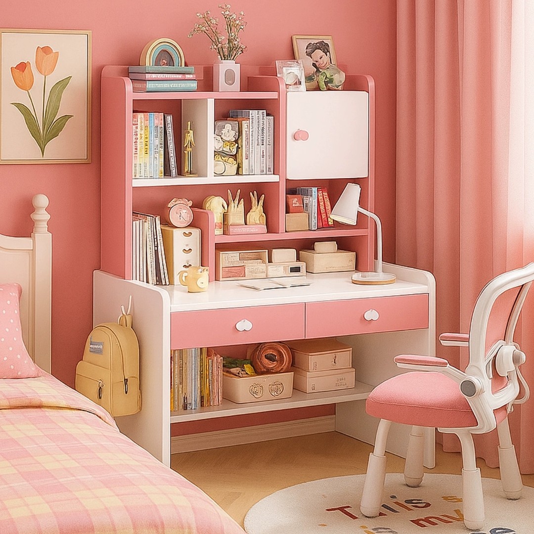 卧室简约升降课桌学习写字桌椅套装实木书桌书桌儿童学习桌