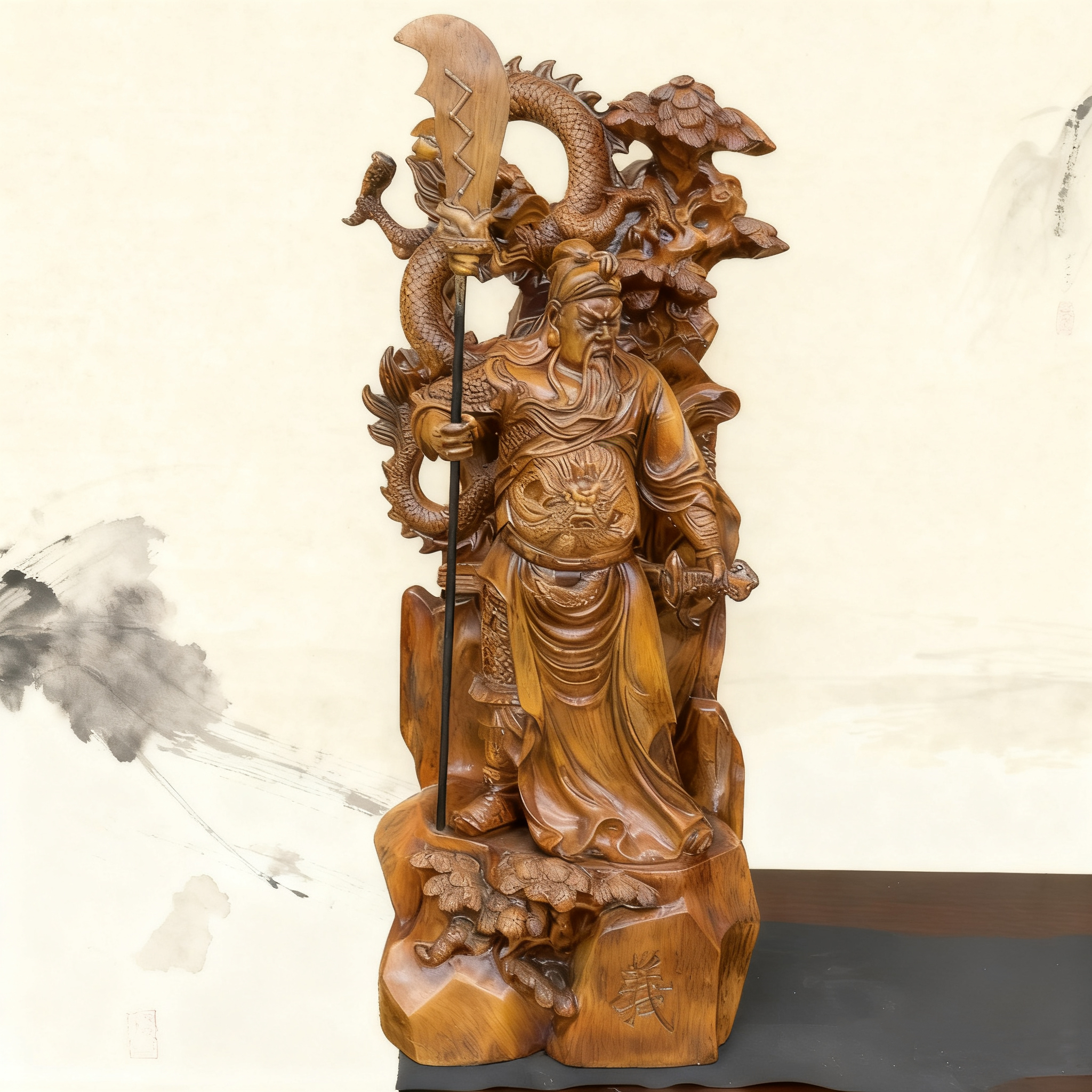 盘龙关公立刀关二爷神像摆件90公分公司办公室开业供奉礼品