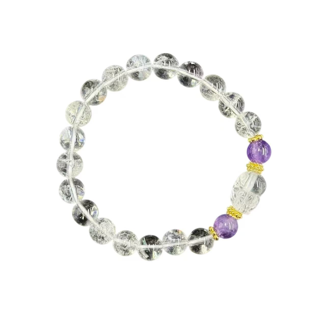 s1321-国风气质款蓝针水晶圆珠貔貅手串-赠礼盒