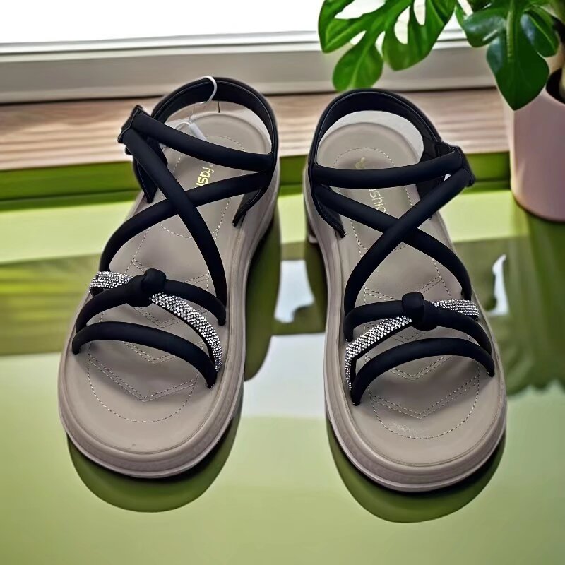 沙滩鞋平底女公主夏季露趾凉鞋女童舒适时装凉鞋甜美厚底女款百搭