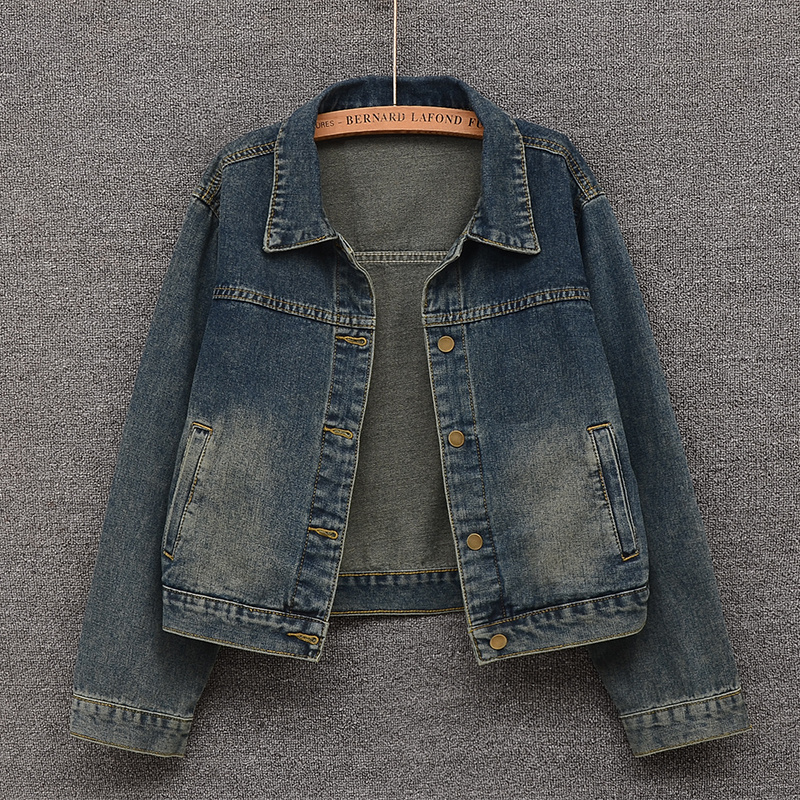 高级感复古浅蓝色牛仔外套女2025年春季新款韩版休闲宽松夹克上衣