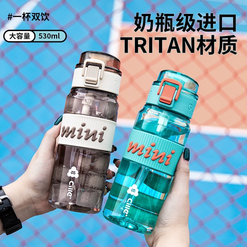 希乐大容量水杯男夏季运动水壶女学生便携吸管杯tritan塑料杯子