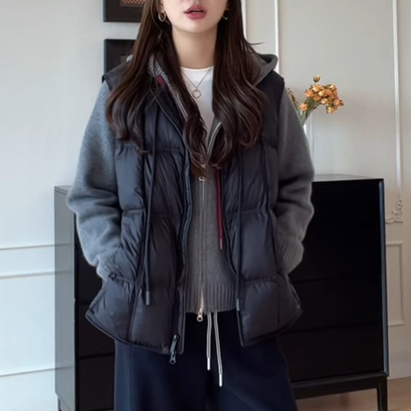 黑色保暖马甲女款冬季2025新款外穿百搭韩系无袖棉服马夹坎肩外套