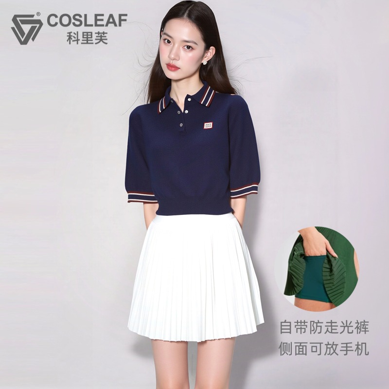 科里芙假两件夏季休闲百搭安全内衬防走光风琴百褶运动网球短裙