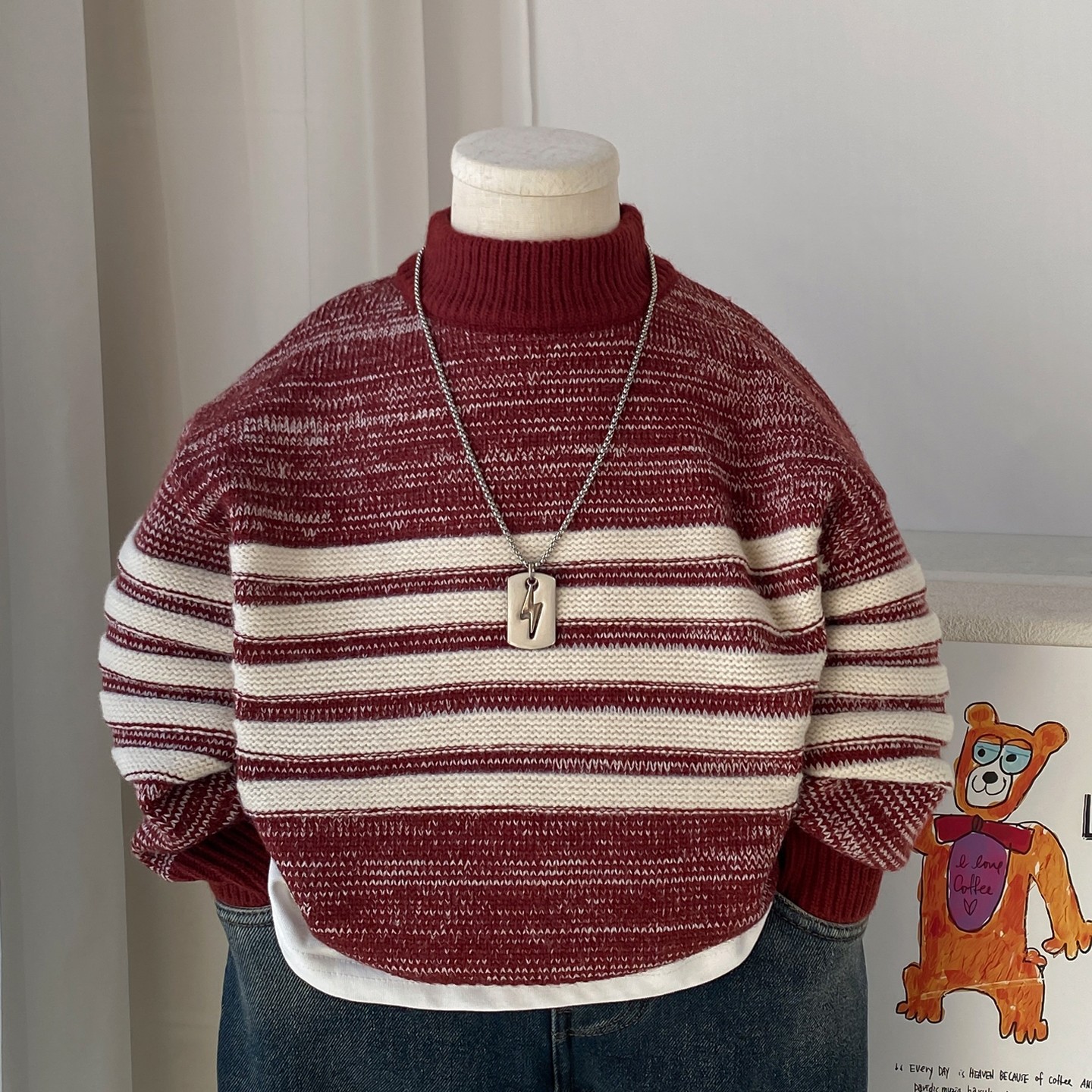 男童毛衣2025秋冬季新款儿童半高领针织衫时尚帅气男孩加厚套头衫