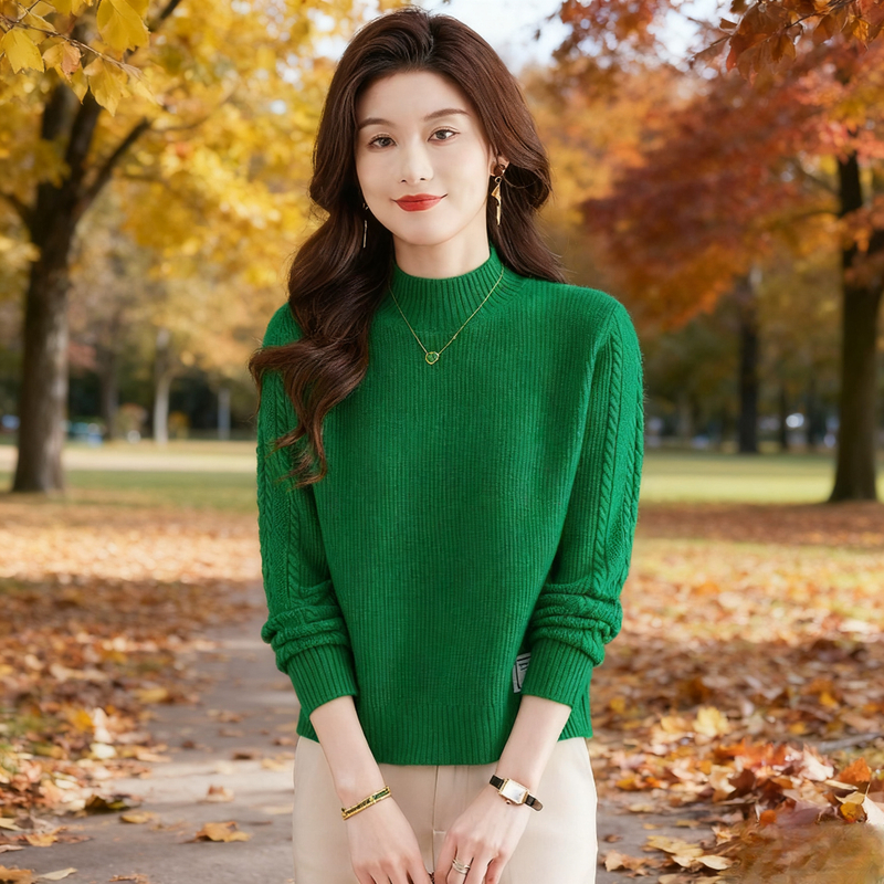 专柜同款半高领毛衣女秋冬爆款小个子高腰短款羊毛针织打底衫