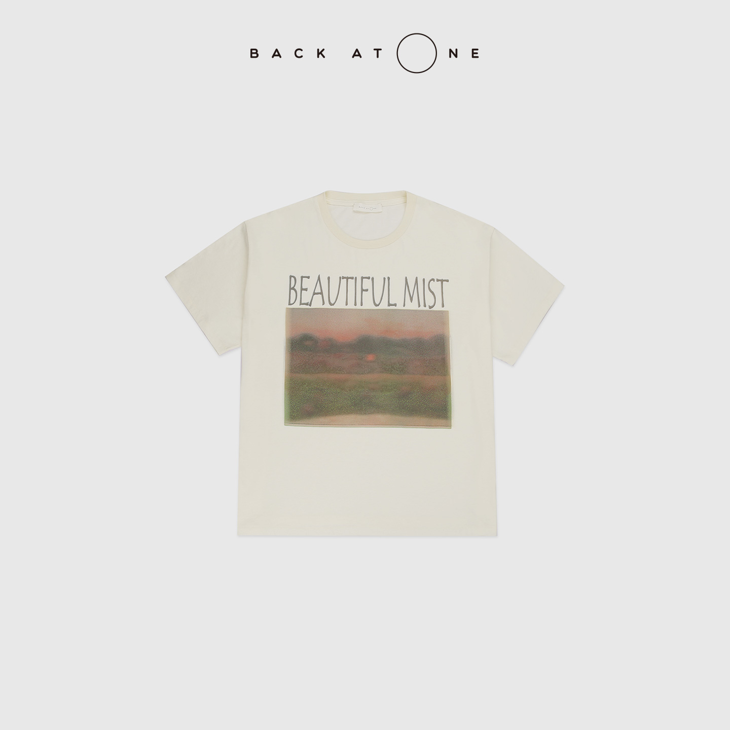 BACKATONE“落日邀请函”渐变印花休闲浪漫圆领短袖T BFF-1BA614K-K