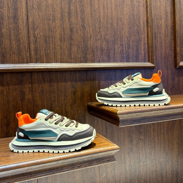 【文麒潮鞋】秋季新款男鞋皮面厚底欧洲站轻奢百搭时尚潮流男休闲鞋