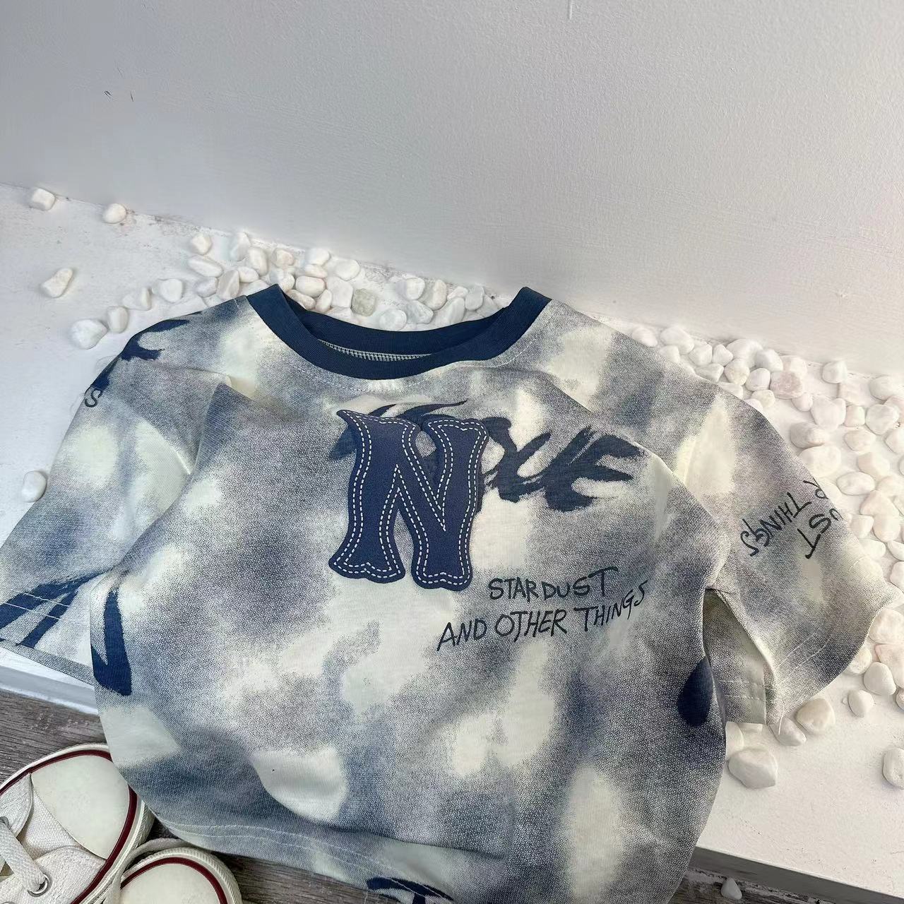 男童韩版T恤短袖2025新款儿童夏季纯棉半袖潮牌上衣痞帅夏装-493