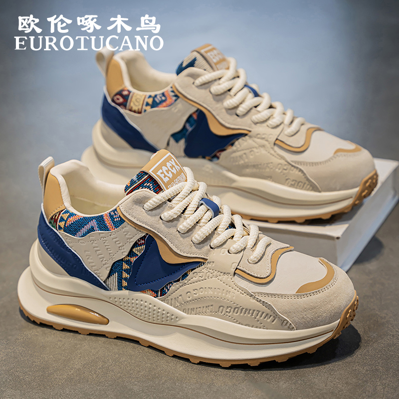 欧伦啄木鸟EUROTUCANO男鞋冬季时尚休闲老爹鞋男士厚底运动小白鞋
