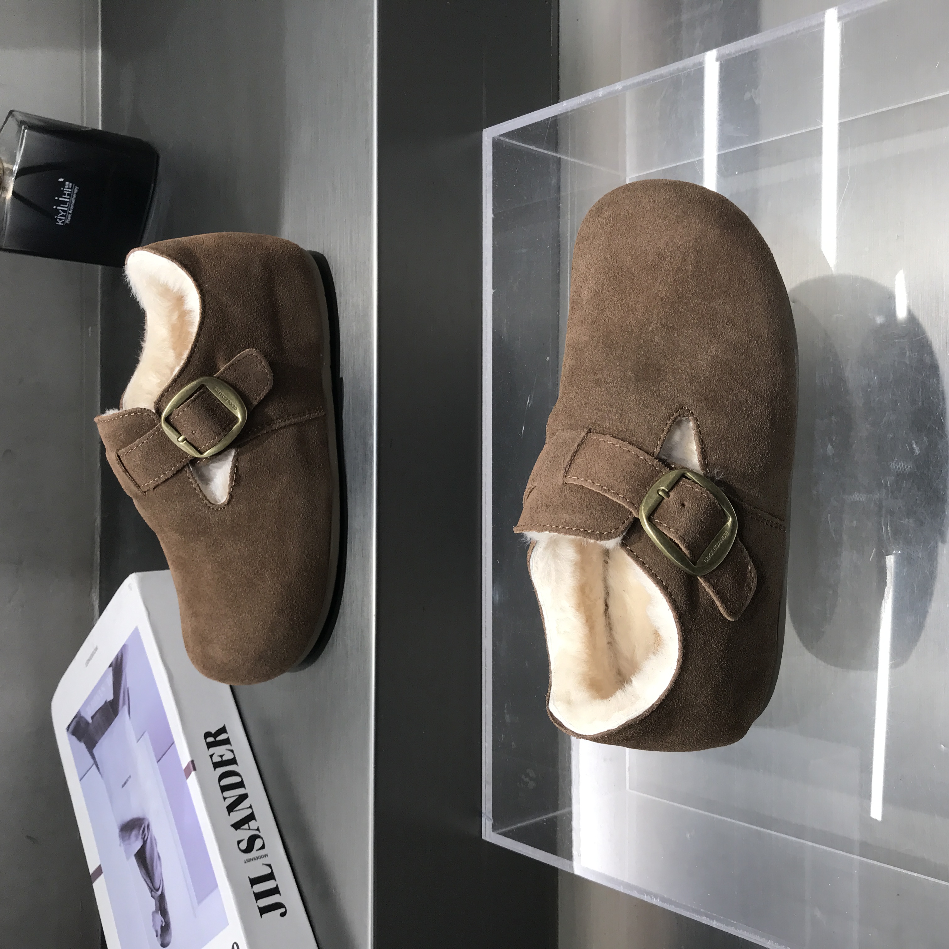 磨砂牛皮羊毛勃肯雪地靴女2025冬季新款圆头内增高皮带扣保暖棉鞋