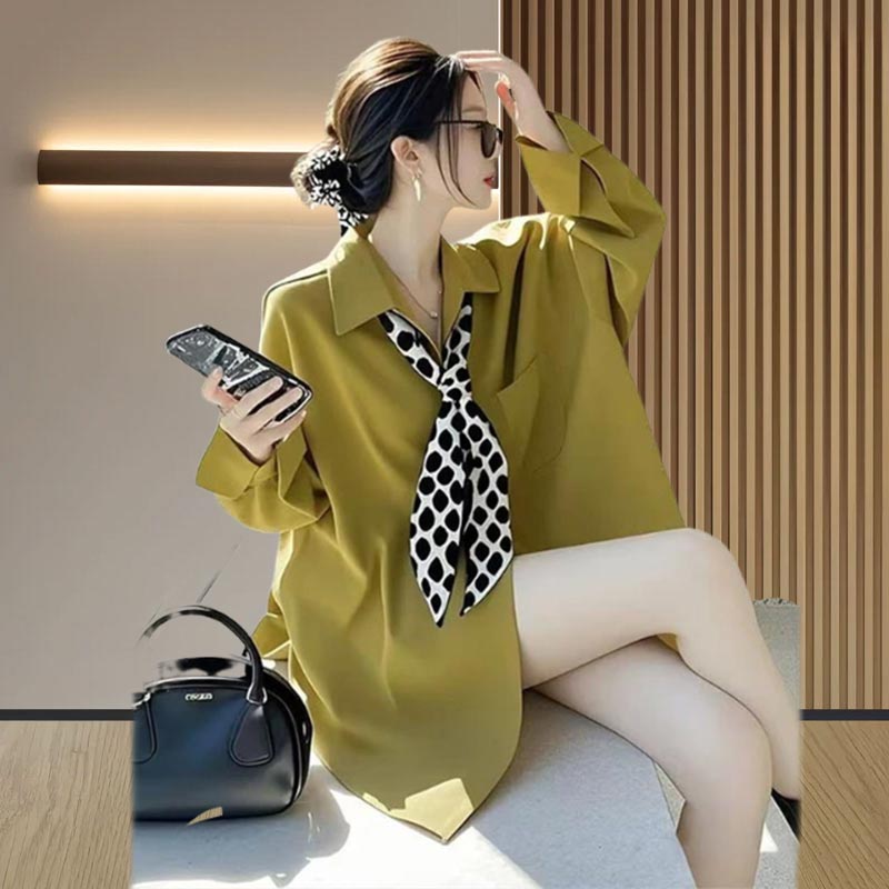 显瘦遮肚子时尚百搭衬衫2026年春秋季新款大码设计感简约通勤气质