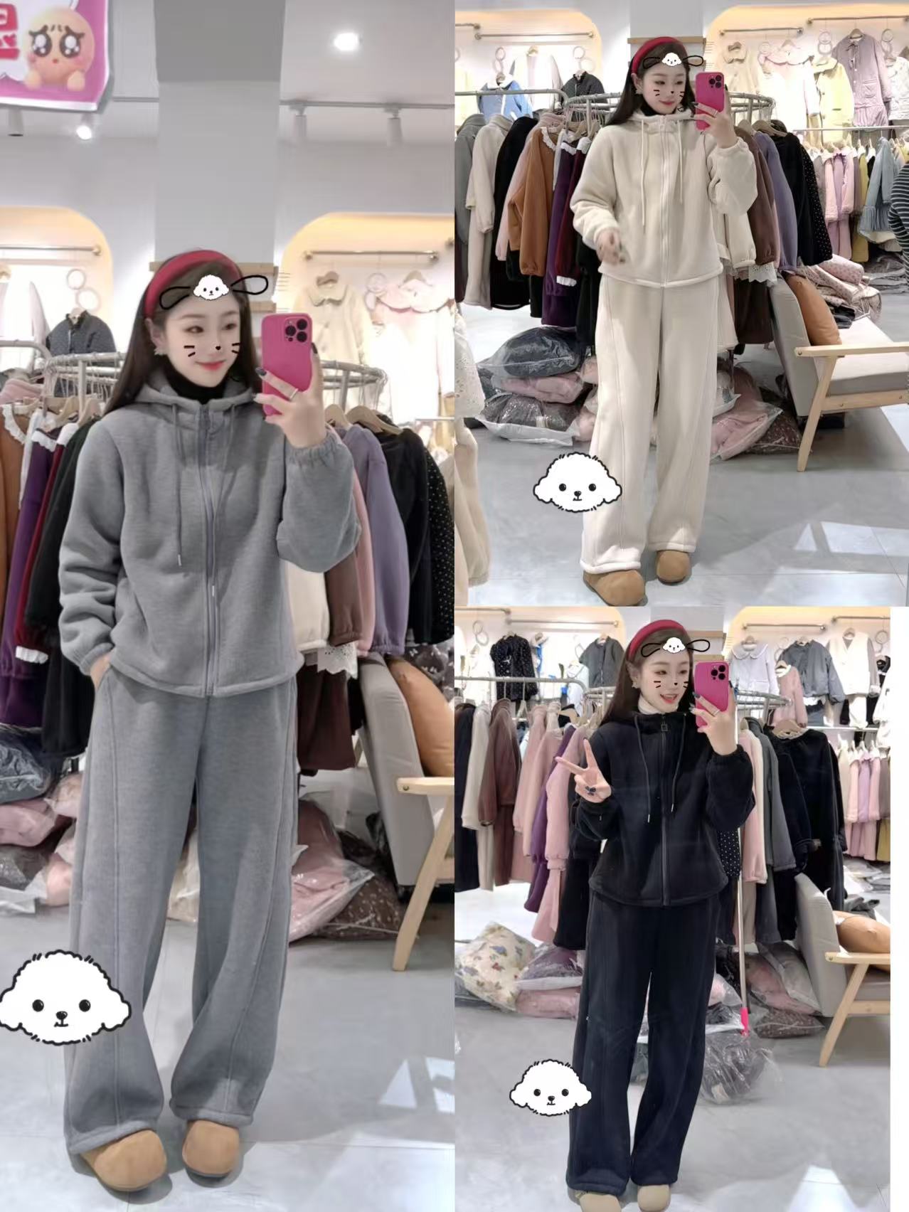 加厚绒连帽休闲套装可外穿家居服