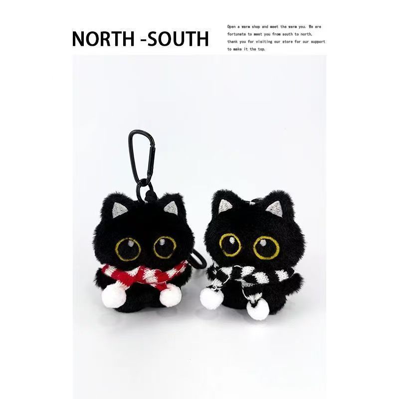新款小黑猫包包挂件可爱超萌毛绒公仔钥匙扣玩偶学生书包挂饰礼物
