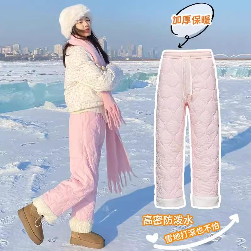 东北零下40度哈尔滨旅游装备户外滑雪极寒加厚阔腿裤子冬季棉裤女