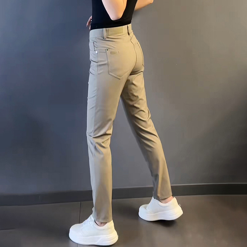 （现货秒发）天丝男士夏季新款时尚舒适透气高级感直筒休闲长裤子