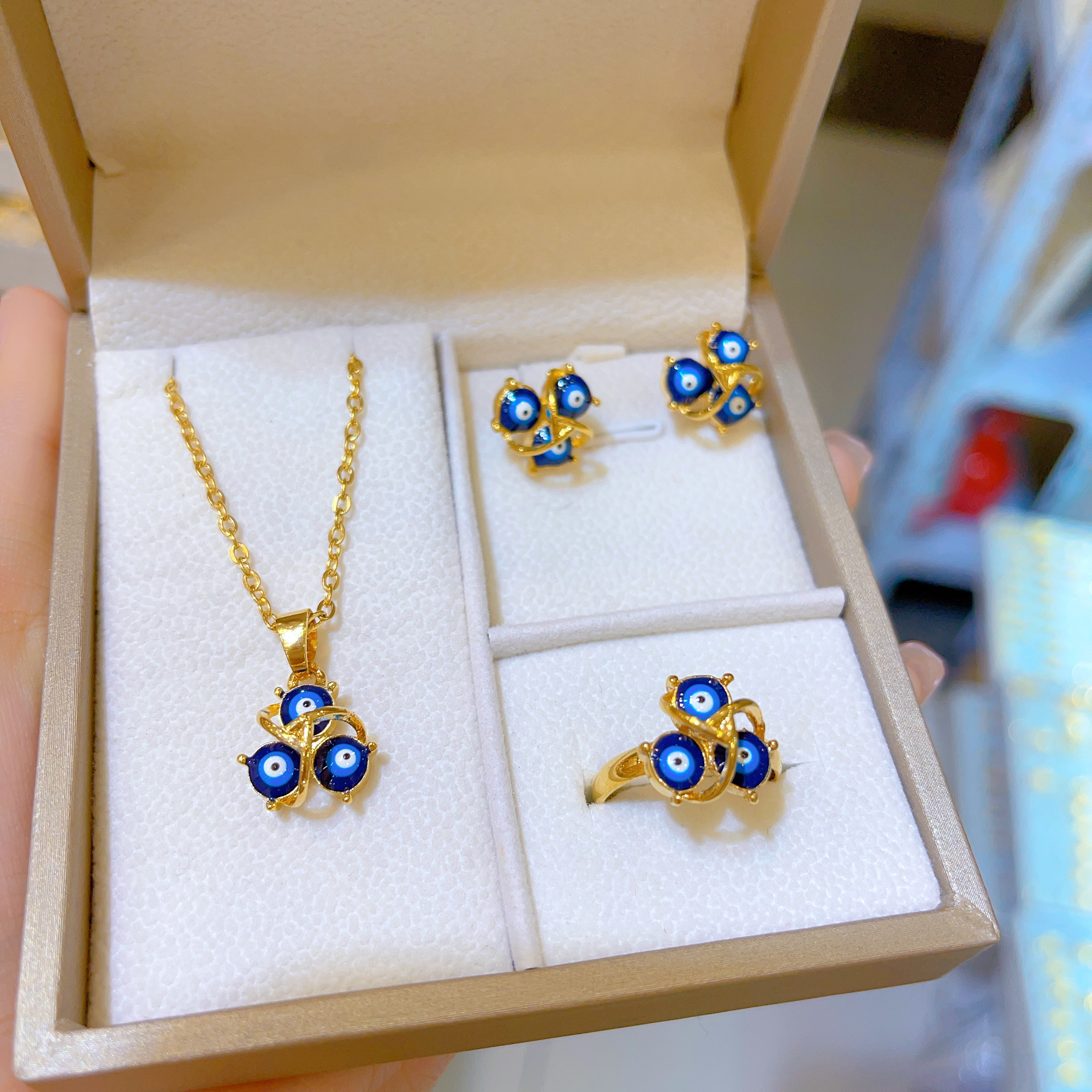 铜合金项链 638新款三件套首饰耳环项链戒指爆款白搭时尚