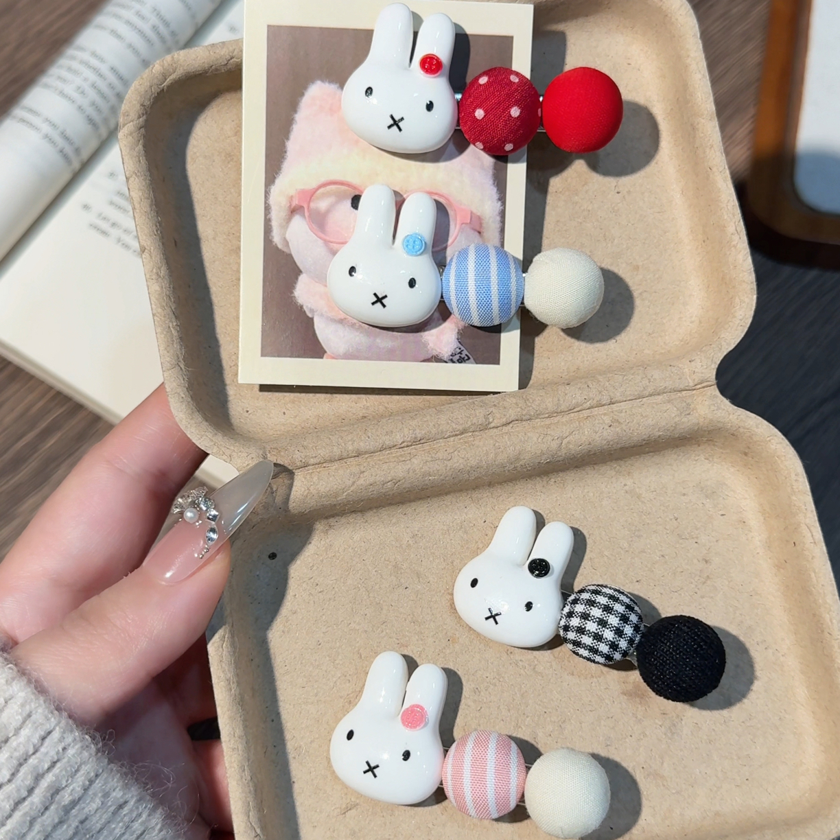 甜酷风米菲小兔扣子圆珠发夹卡通可爱百搭少女风刘海鸭嘴夹发饰