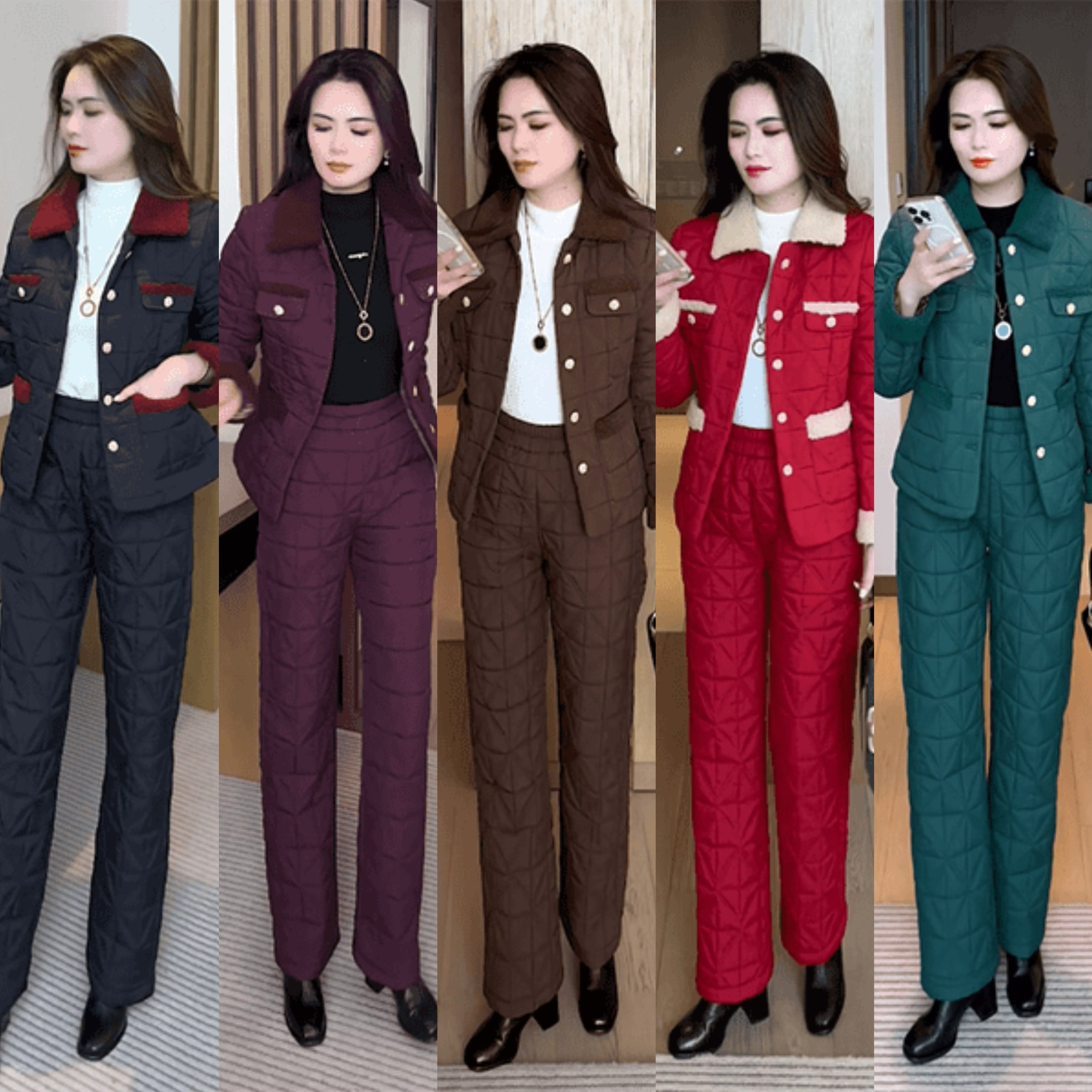 2025冬季新款加厚加绒气质显瘦保暖减龄小香风棉服套装外穿5543