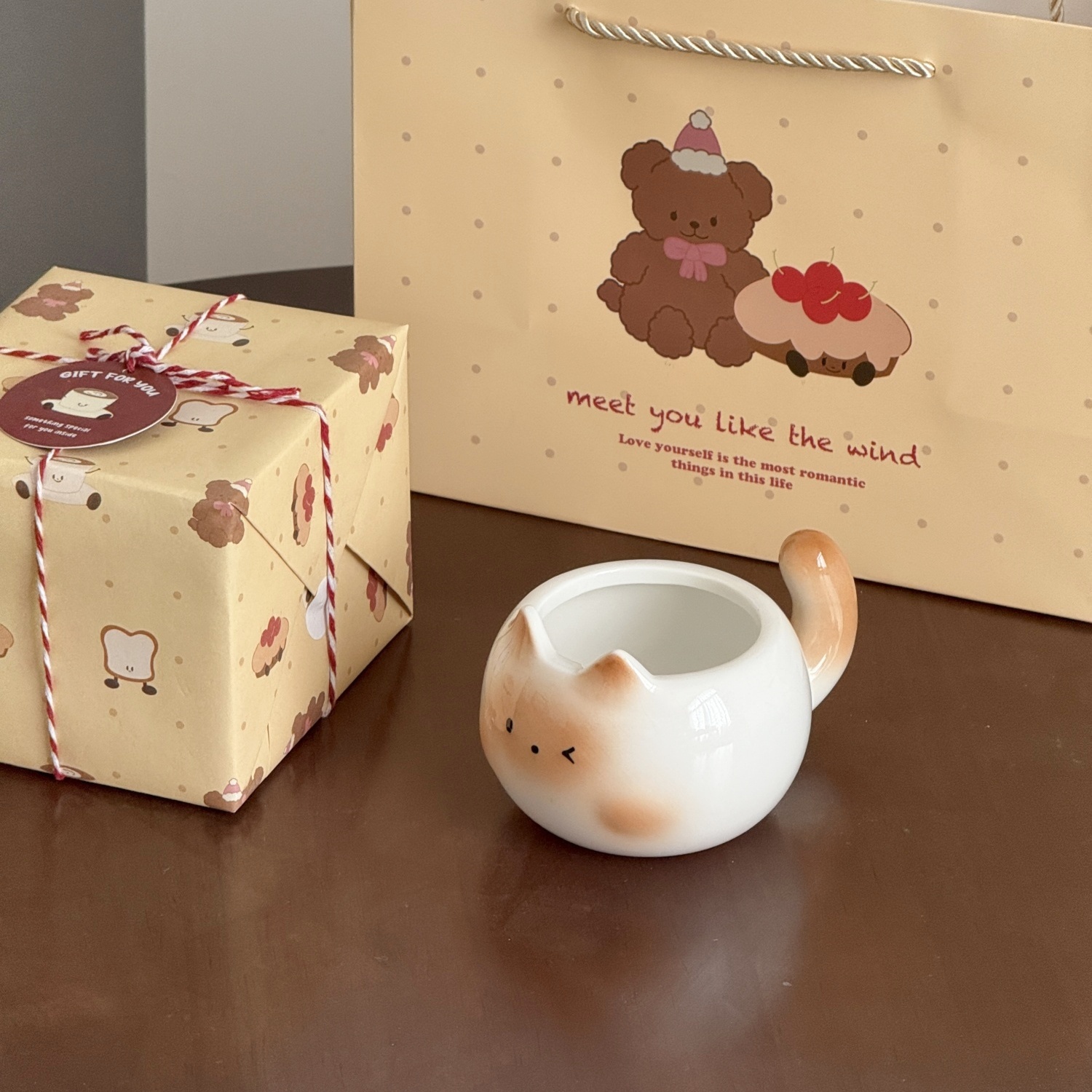 可爱暹罗猫杯子马克杯教师节伴手礼咖啡杯送闺蜜生日礼物礼盒MKH