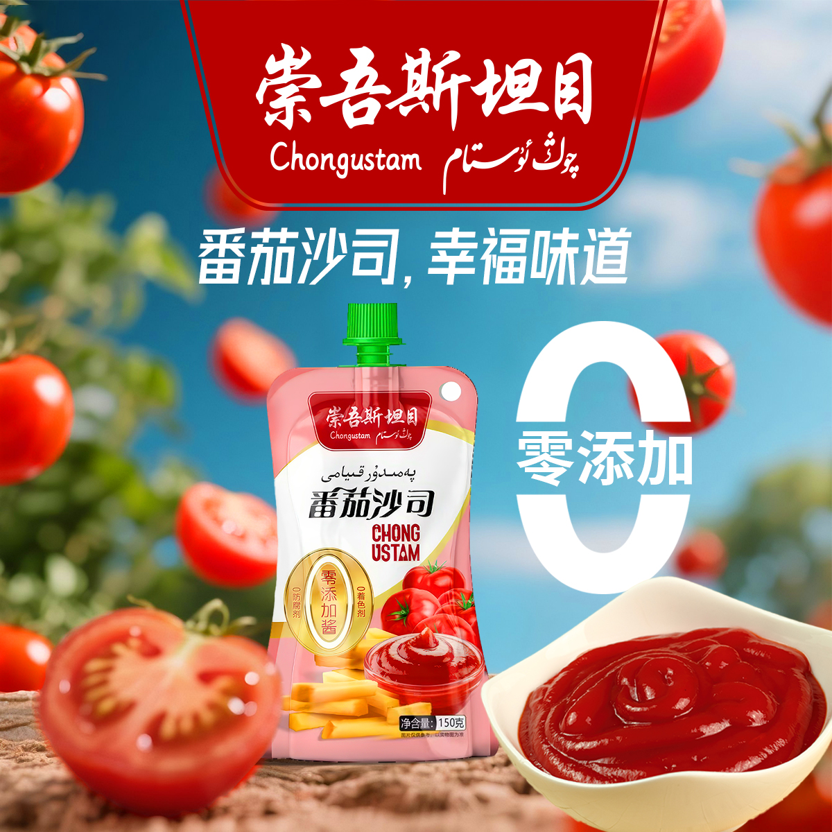 崇吾斯坦目番茄酱沙司150g 酥脆的薯条蘸点红亮的锦臻番茄沙司
